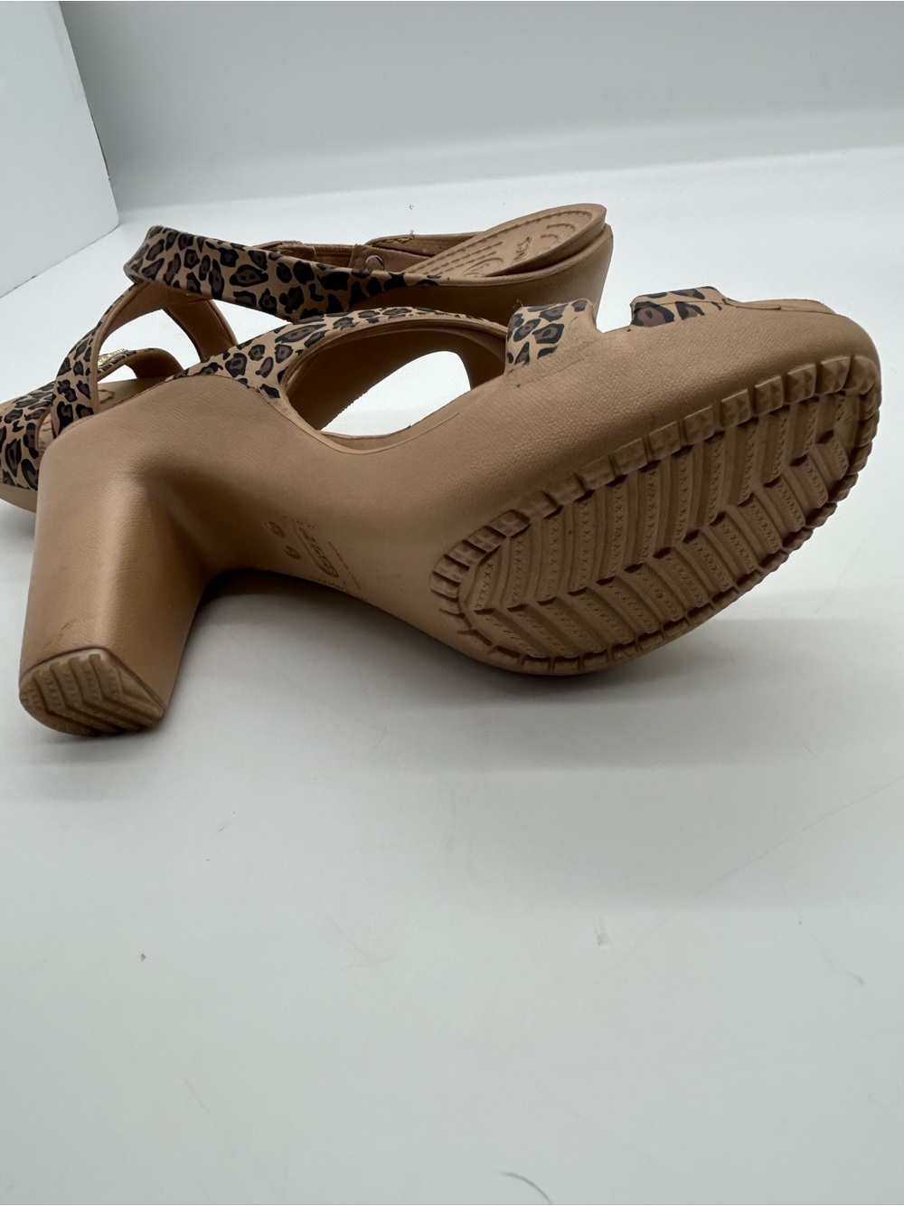 Crocs Cypress IV Women’s Leopard Print Tan Heeled Sandals size 8W NWOT - Picture 7 of 7